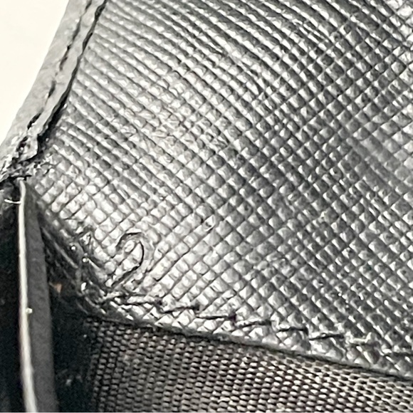 Prada black saffiano leather triangle long snap wallet sleek gold - Picture 11 of 11